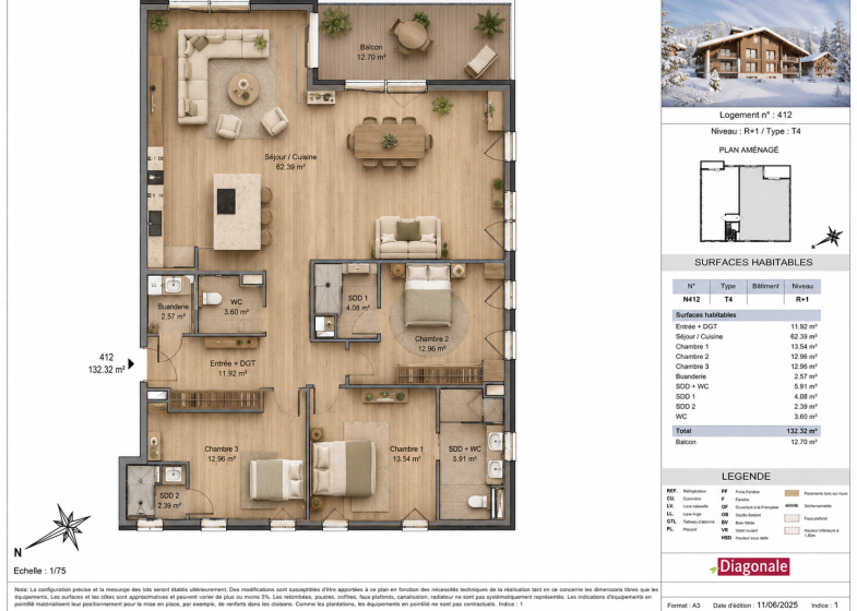 Appartement T4 à vendre à Megeve